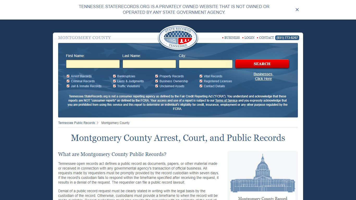 Montgomery County Arrest, Court, and Public Records